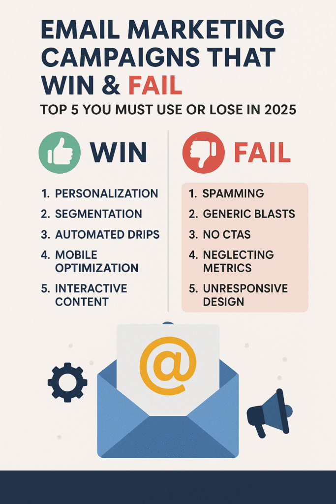 Email Marketing Campaigns That Win & Fail: Top 5 You Must Use or Lose in 2025